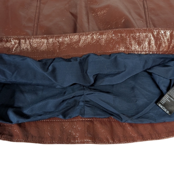 Faux Patent Leather Skirt, Maeve by Anthropologie, Burgundy - Picture 4 of 8